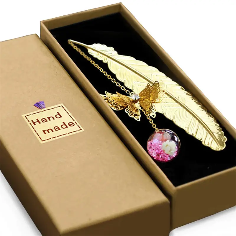 Segnalibro In Metallo Stile Vintage Con Pendente Farfalla colore oro