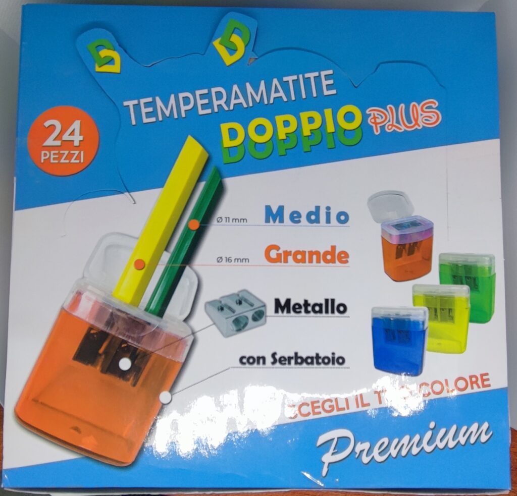 Box 24 temperamatite doppio in metallo con serbatoio colori assortiti