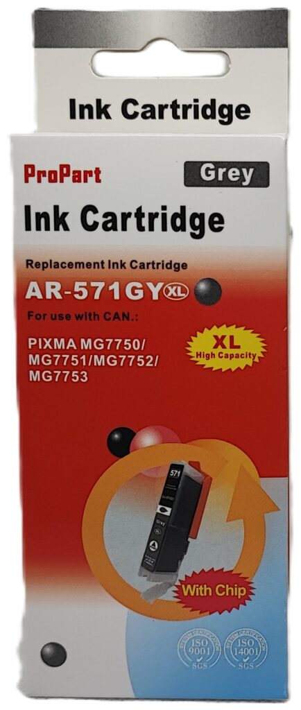 CARTUCCIA CLI-571XL GRIGIA CON CHIP COMPATIBILE PER CANON PIXMA MG5700 MG6800 MG7700 571GYXL 10,8ML CON CHIP