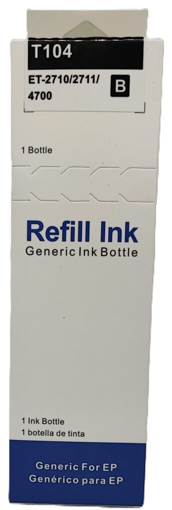ECOTANK T104BK INCHIOSTRO NERO C13T00P140 COMPATIBILE PER EPSON ECOTANK ET-2710,2711,2720,2726,4700 CAPACITA 70ml