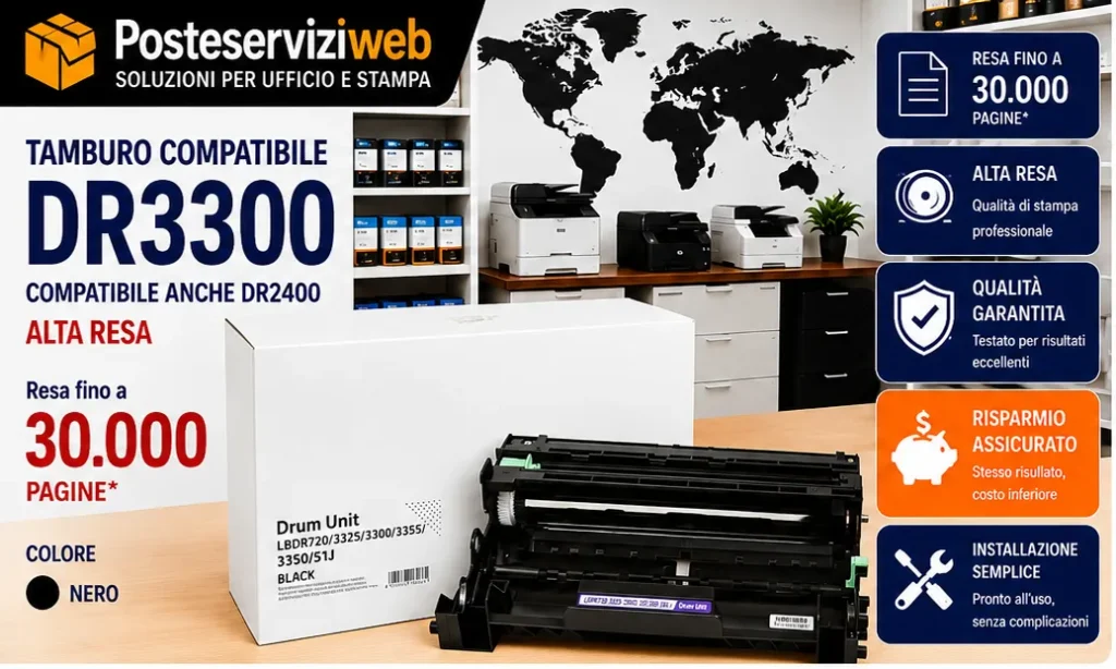 Tamburo Compatibile Brother DR3300 – 30.000 pagine per HL, DCP e MFC