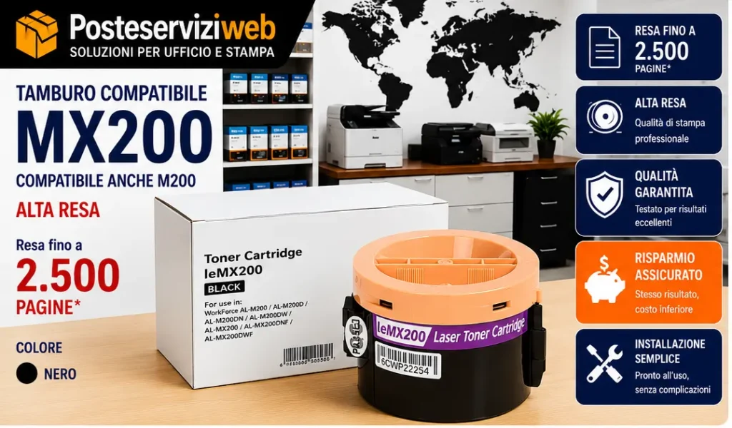 Toner Compatibile Epson S050709 C13S050709 per WorkForce AL-M200 AL-MX200 Nero 2.500 Pagine
