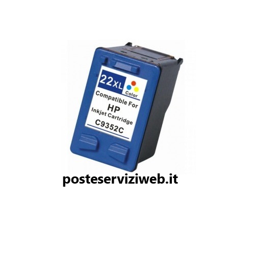 CARTUCCIA COMPATIBILE PER HP 22XL COLORE PER HP HP F370,D1360,F2180,PSC 1402 22XL C9352CE CAPACITA 18ML3X6ml