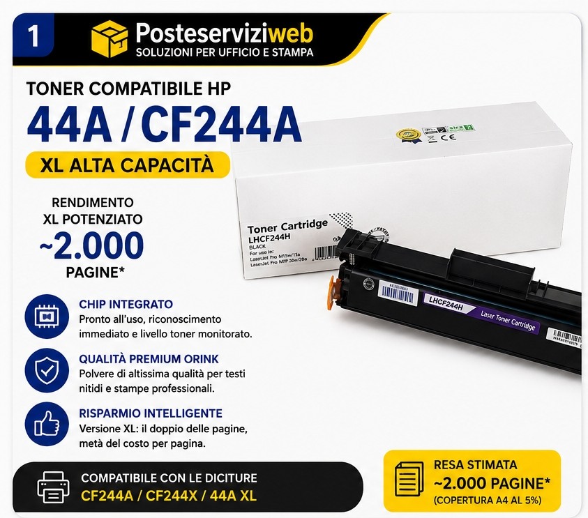 Toner Compatibile HP 44A / CF244A XL Alta Capacità (Qualità Orink) – 2.000 Pagine 🖨️🚀