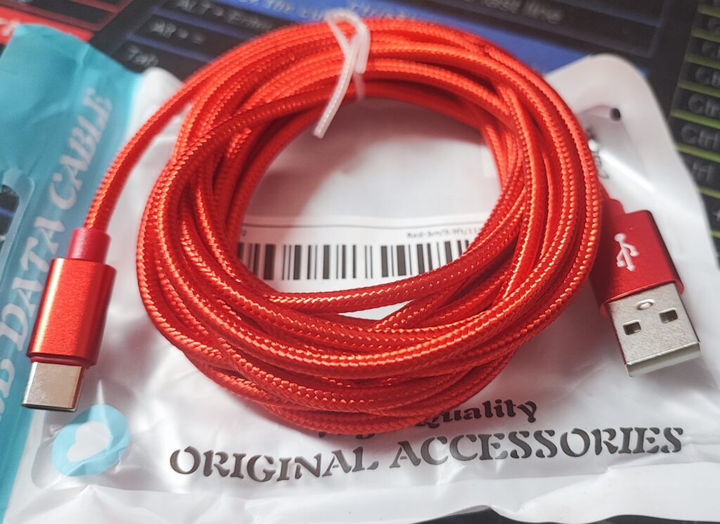 Cavo di ricarica USB-A / USB-C telato 3 Metri colore rosso