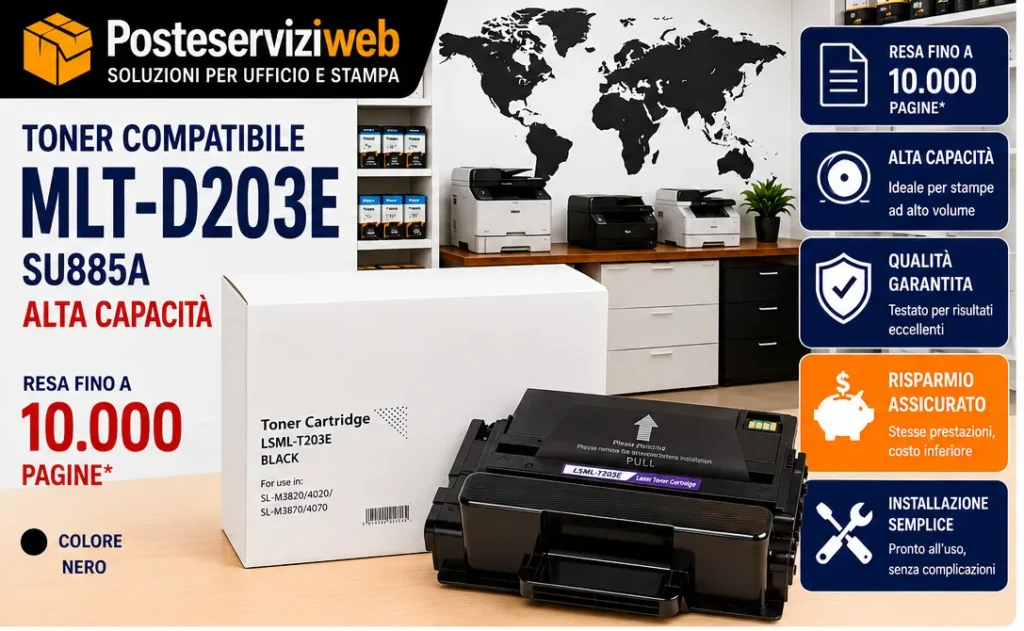 Toner Compatibile Samsung MLT-D203E SU885A Nero 10.000 Pagine per ProXpress M3820 M3870 M4020 M4070