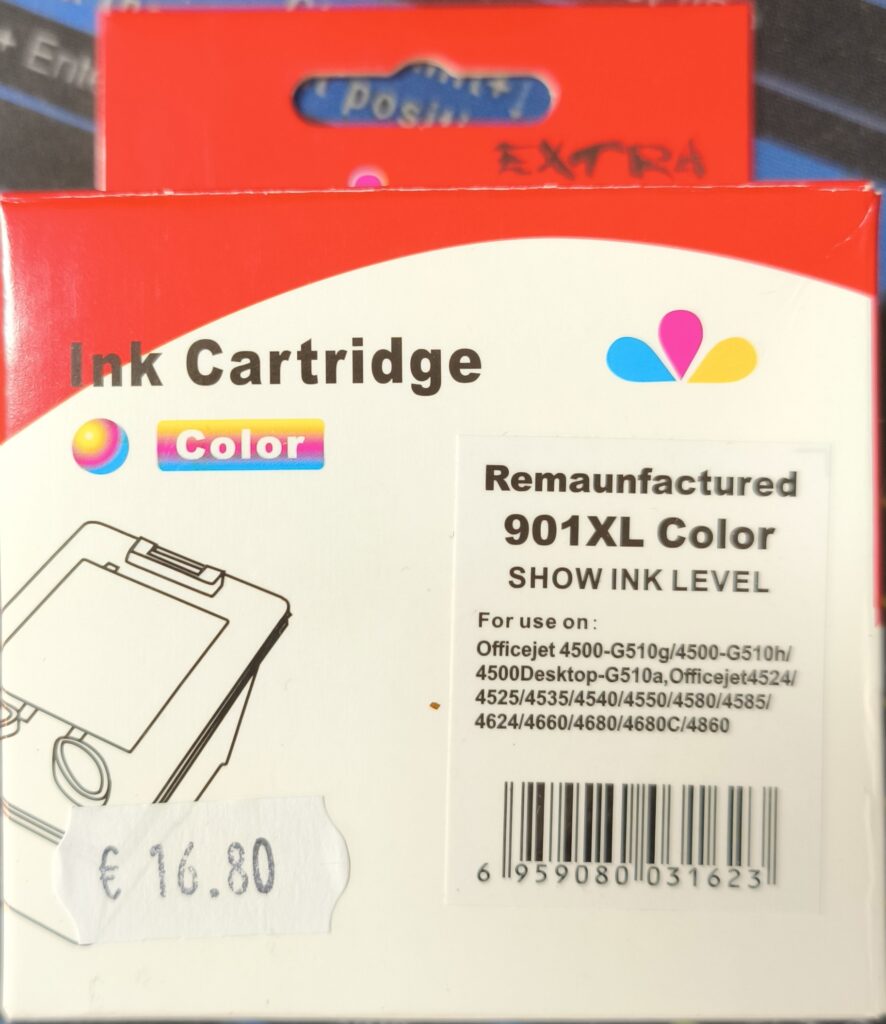CARTUCCIA RIGENERATA PER HP 901XL COLORE PER HP J4524 J4535 J4580 J4624 J4660 J468 CC656AE 901C CAPACITA 18ML 6MLX3