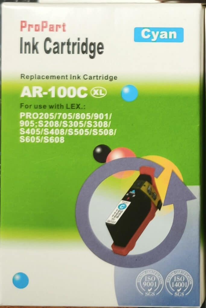 CARTUCCIA LEXMARK 100XL CIANO COMPATIBILE PER LEXMARK 205 705 805 905 305 405 505 605 14N1069E CAPACITA 12ML