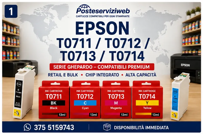 Cartucce Compatibili Epson T0711 / T0712 / T0713 / T0714 Premium