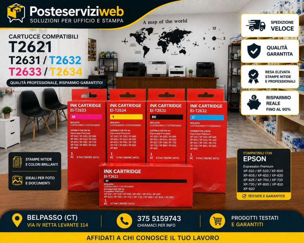 🖨️ Cartucce Compatibili Epson T2621 / T2631 / T2632 / T2633 / T2634
