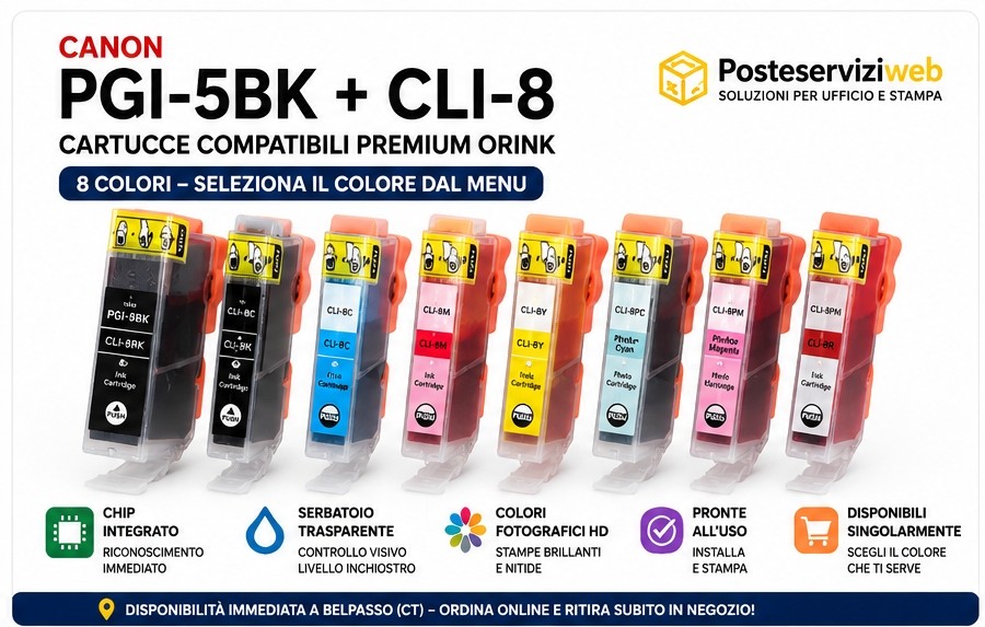 Cartucce Compatibili Canon PGI-5 / CLI-8 Premium (Qualità Orink)
