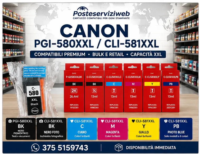 Cartucce Compatibili Canon PGI-580XXL / CLI-581XXL Premium