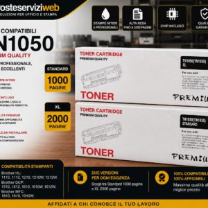 Toner Compatibile Brother TN-1050 Nero – Disponibile in versione Standard e Alta Capacità XL
