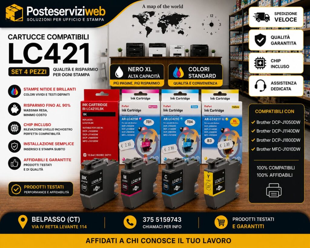 Cartucce Inkjet Compatibili Premium serie Brother LC421 / LC421XL 🖨️✨
