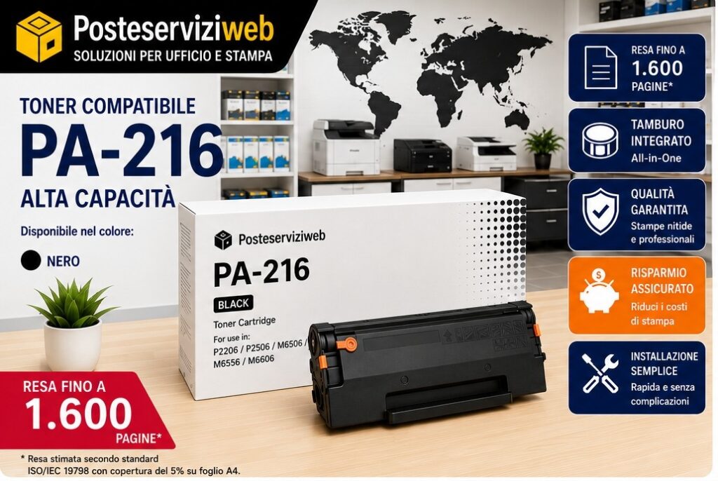Toner Compatibile Pantum PA-216 Nero – Resa fino a 1.600 pagine