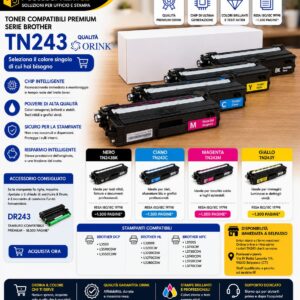 Toner Compatibili Premium serie Brother TN243 (Qualità Orink) – Seleziona il Colore Singolo 🖨️🎨