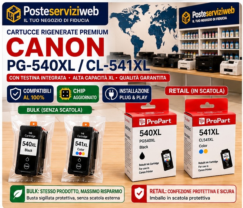 Cartucce Rigenerate Premium Canon PG-540XL / CL-541XL