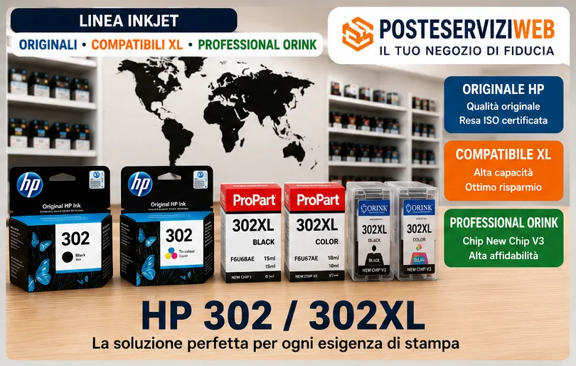 Cartucce HP 302 e HP 302XL Originali e Compatibili Nero e Colore | POSTESERVIZIWEB