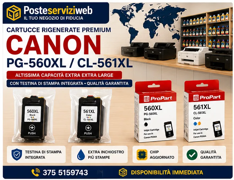 Cartucce Rigenerate Premium Canon PG-560XL / CL-561XL