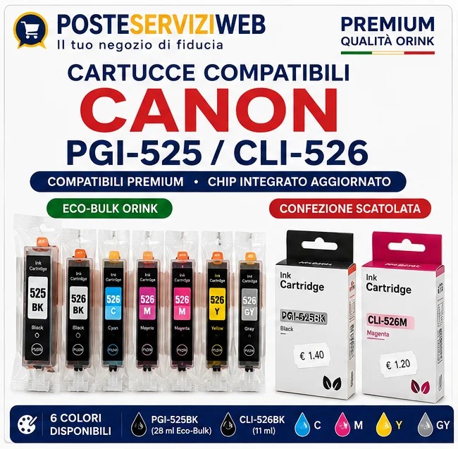 Cartucce Compatibili Canon PGI-525 / CLI-526 Premium