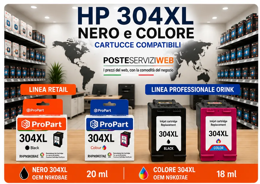 Cartuccia Compatibile HP 304XL Nero e Colore – per HP DeskJet ed HP ENVY | POSTESERVIZIWEB